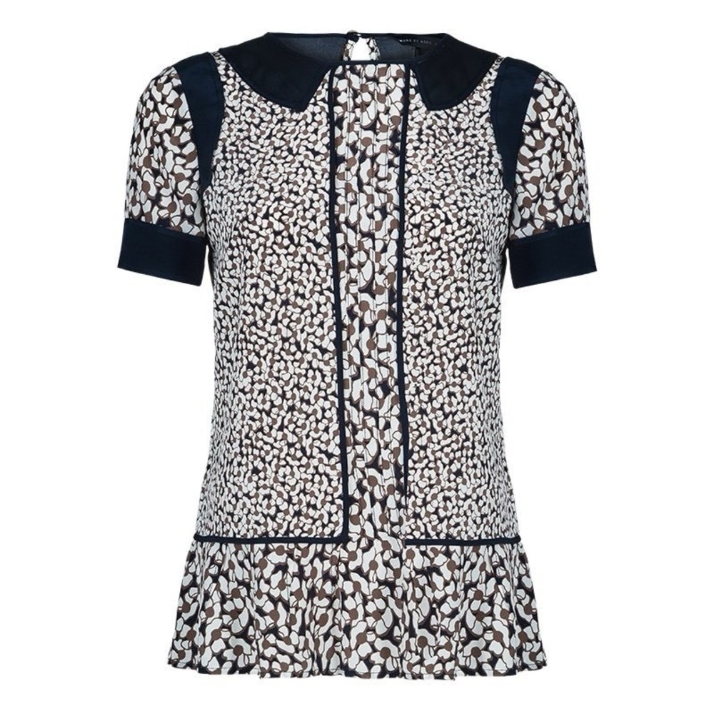 Marc by Marc Jacobs Whisper White Multi Silk Floral Peplum Blouse Top M Career